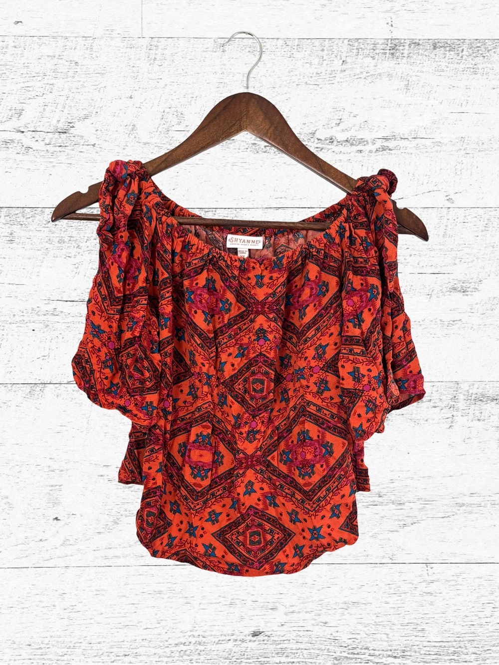 Shyanne Orange Printed Off-Shoulder Crop Top